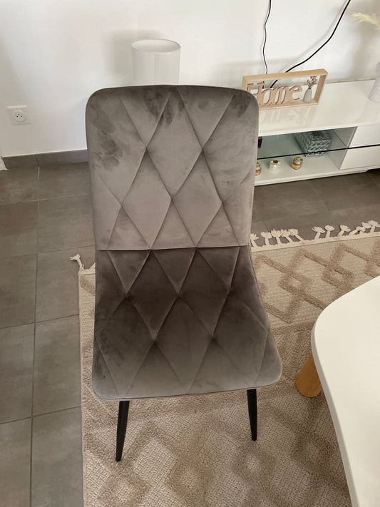 Lot De 2 Chaises En Velours Gris Pour Salle à Manger